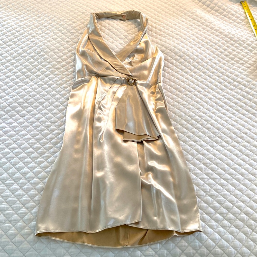 Platinum cocktail dress, backless. Size 8.